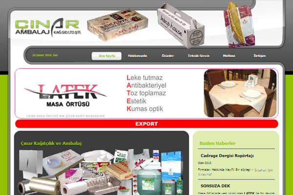 Çınar Ambalaj Web Sitesi